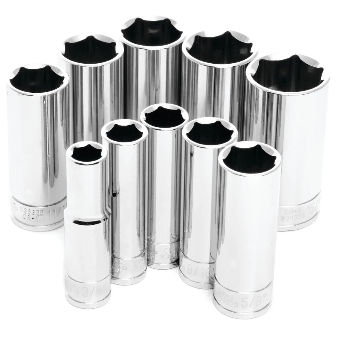 W38300 – PERFORM TOOL Socket Set, 3/8 Inch Drive Standard Deep/ 6 Point Chrome Vanadium Steel With Size Of 3/8 Inch/ ...